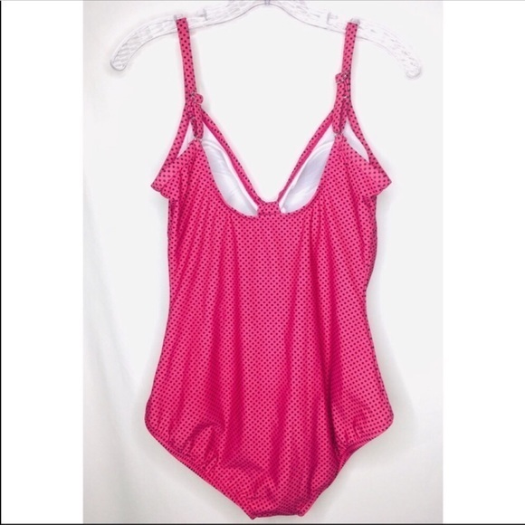 NEW Jantzen Classic pink swimsuit bow 14 Large adjustable straps L free shipping - Picture 2 of 8